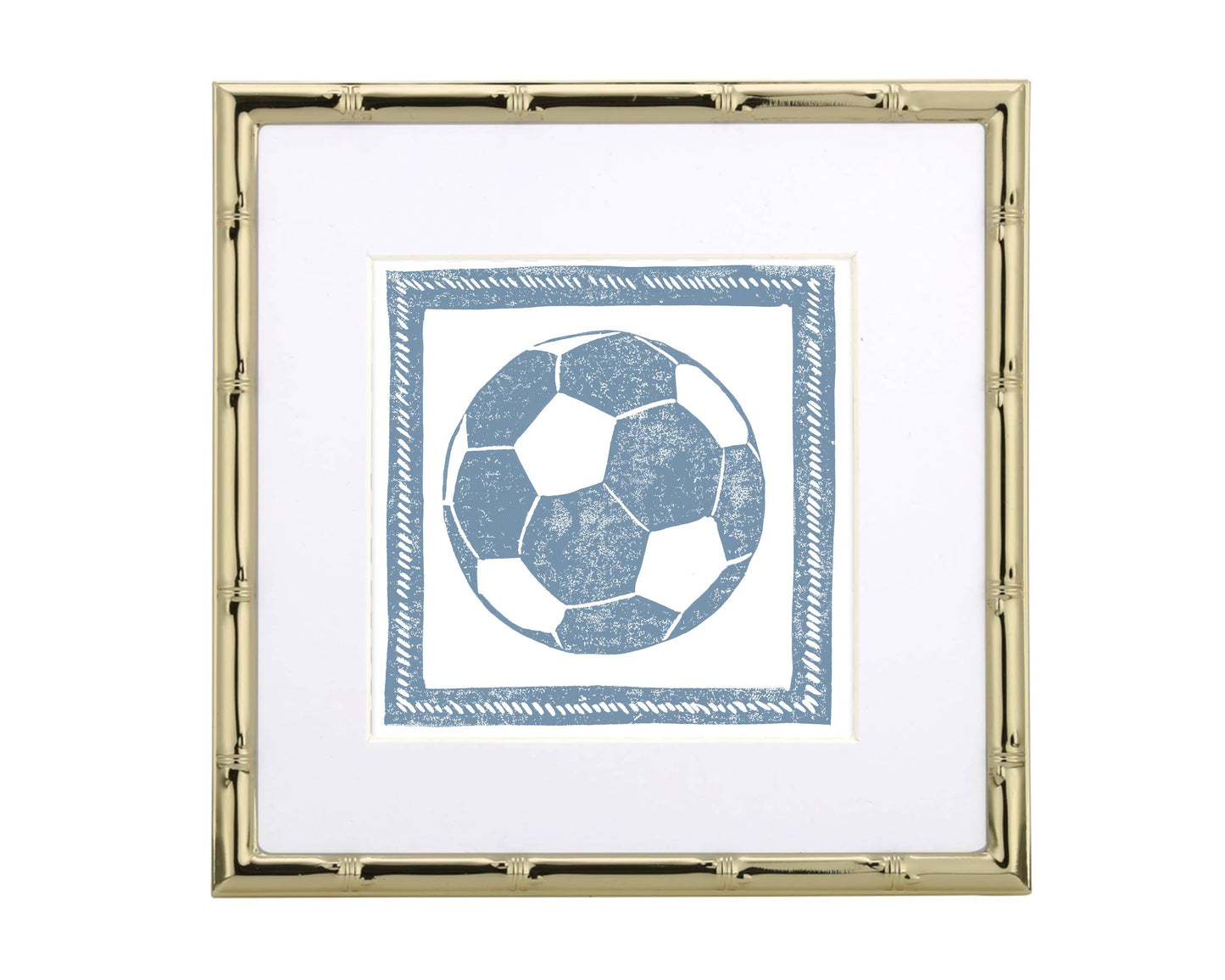 Cornflower Blue & White Soccer Ball Art Print Sports Decor
