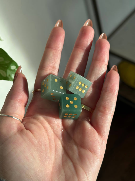 Green Aventurine Carved Dice
